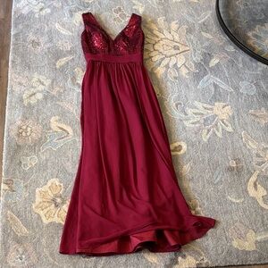 Jasmine Rich Red Fabric sequin bridesmaid dress